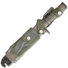 M-9 Bayonet Knife With Sheath - Stainless Steel Blade, Non-Reflective Finish, Serrated Spine, TPU Handle With Bayonet Clip - Length 12”
