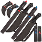 Fire And Ice Battle Set - Stainless Steel Blades, TPE Karambit Handle, Cord-Wrapped Sword Handles, Nylon Sheaths
