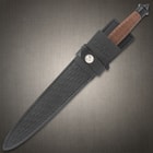 The handle is wrapped in copper-colored wire, bookended by a black metal handguard and skull crusher pommel