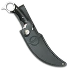Gil Hibben Recurve Karambit Knife With Sheath - 5Cr15MoV Steel, Black Linen Micarta Handle Scales, Open Pommel - Length 11 1/2”