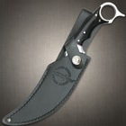 Gil Hibben Recurve Karambit Knife With Sheath - 5Cr15MoV Steel, Black Linen Micarta Handle Scales, Open Pommel - Length 11 1/2”