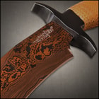 Hibben HellFyre Highlander Bowie Knife With Sheath - HellFyre Damascus Steel, Wire-Wrapped Handle, Black Metal Pommel And Guard - Length 13 1/2”