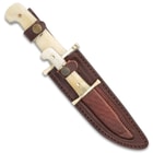 Timber Rattler Camel Bone Bowie Knife - Two-Knife Set with Leather Twin Sheath