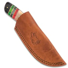 Timber Wolf Emerald Isle Knife With Sheath - Stainless Steel Blade, Full-Tang, Bone And Wood Handle, Brass Bolster - Length 9”
