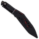 The fixed blade is 15 7/8” in overall length and can be carried and stored in a tough Vortec belt sheath