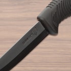 Bushmaster Black Carbon Steel Utility Knife - 1065 Carbon Steel Blade, Rubberized Handle, ABS Self-Draining Sheath