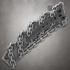 Closed knife with chain pattern on handle