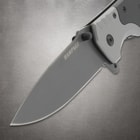 Close-up of Rampage knife blade with logo