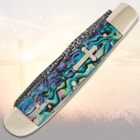 Christian Faux Damascus Knife Abalone closed