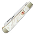 Kissing Crane Genuine Pearl Trapper Pocket Knife