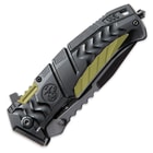 USMC Battlehard Tactical Folder / Assisted Opening Pocket Knife - 420 Stainless Steel, Anodized Aluminum, Black/Green - Officially Licensed US Marines - Pocket Clip, Skull Crusher, One Handed Open