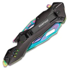 Rampage® Rainbow Atomica Assisted Opening Pocket Knife - Stainless Steel Blade, Aluminum Handle, Bottle Opener, Pocket Clip - Closed 4 3/4”