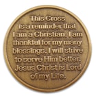 A view of the inspirational message on the back