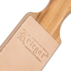 Kriegar Double Sided Paddle Strop - Smooth Buffalo Leather, Solid Hardwood, Sharpest Blade Edges Possible - 2" Wide