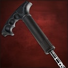 All black Honshu sword cane encased in tough exterior showcasing fiberglass-reinforced handle
