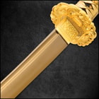 Shinwa Golden Knight Katana Sword with Wooden Scabbard - 1045 High Carbon Steel - Genuine Ray Skin
