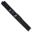 Both the 27” overall ninja sword and throwing set can be carried in a nylon belt sheath with a quick-release shoulder strap