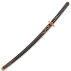 A view of the sword in its matching scabbard