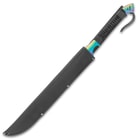Black Legion Atlantis Fantasy Sword With Sheath - One-Piece Stainless Steel Construction, Rainbow Titanium Coating, Black Cord-Wrap - Length 28”
