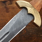A close-up of the blade and handguard
