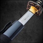 Katana hardwood handle wrapped in black cord and white faux rayskin with menuki and snake designed tsuba
