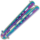 Vortex Rainbow Titanium Butterfly Knife closed