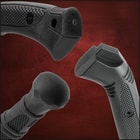 Close up image of the handles and pommels of the Honshu Katana Training Sword, Spartan Training Sword, and Training Dagger included in the Eastern Traditions Set.