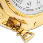 Ship Porthole Wall Clock - High-Quality Brass Construction, Roman Numerals, Working Porthole - Diameter 9”