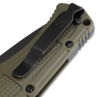 Close up image of the Auto Ranger Folder Knife handle with the clip.
