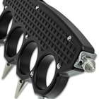 A close look of the spikes and glassbreaker pommel