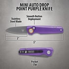 Diagram of mini auto drop point purple knife