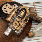 Quantum Cannon Steampunk Display Revolver - Polyresin Sculpture - Home / Office Decor, Mantle, Bookcase, Shelf, Man Cave, Bar, Desk - Pistol Revolver Handgun Neo Victorian Futuristic Sci Fi - 10 1/2"