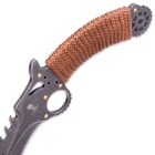Kraken SteamTalon Karambit - Steampunk Style - Stonewashed Stainless Steel - Paracord - Stamped Gear Motifs; Laser Etched Art; Gold Colored Accents - Custom Nylon Belt Sheath