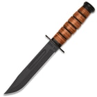 US 1942 Combat Fighting Knife And Sword Set - Stainless Steel Blades, Non-Reflective Finish, Stacked Leather Handles, Sheaths