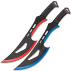 Fire And Ice Battle Set - Stainless Steel Blades, TPE Karambit Handle, Cord-Wrapped Sword Handles, Nylon Sheaths