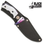Black Legion White Galaxy Triple Knife Set With Sheaths - Karambit, Hunter Knife, Survival Knife, Stainless Steel Blades, TPU Handles