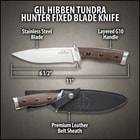 Gil Hibben Tundra Hunter Fixed Blade Knife With Sheath - 420HC Stainless Steel Blade, G10 Handle Scales, Stainless Steel Pommel - Length 11”