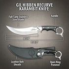 Gil Hibben Recurve Karambit Knife With Sheath - 5Cr15MoV Steel, Black Linen Micarta Handle Scales, Open Pommel - Length 11 1/2”