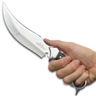 Gil Hibben Recurve Karambit Knife With Sheath - 5Cr15MoV Steel, Black Linen Micarta Handle Scales, Open Pommel - Length 11 1/2”