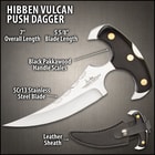 Hibben Vulcan Push Dagger With Sheath - 5Cr13 Stainless Steel Blade, Pakkawood Handle Scales, Nickel Silver Pins - Length 7”