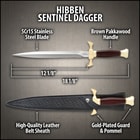 Diagram of Hibben Sentinel Dagger with specifications