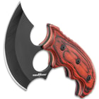 Ridge Runner Modified Ulu Knife With Sheath - Stainless Steel Blade, Full-Tang, Non-Reflective, Wooden Handle Scales - Length 6 1/2”