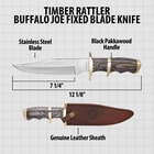 Diagram of knife with dimensions and material details