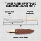 Diagram of knife with dimensions and leather sheath