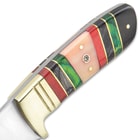 Timber Wolf Emerald Isle Knife With Sheath - Stainless Steel Blade, Full-Tang, Bone And Wood Handle, Brass Bolster - Length 9”