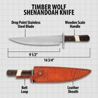 Shenandoah knife and sheath dimensions.