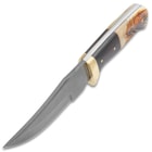 A view of the knife's full-tang blade