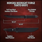 United Cutlery Honshu Midnight Forge Tanto - Stainless Steel, Black Blade, TPR Handle, Steel Guard And Pommel