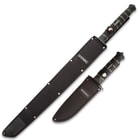 USMC Blackout Fighter Knife And Combat Sword Set - Stainless Steel Blades, Rubberized Handles, Nylon Sheaths, Glass Breakers