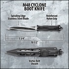 United Cutlery Cyclone Boot Knife With Custom Vortec Sheath - Cast Stainless Steel Blade, Piercing Point, Reinforced Nylon Handle - Length 10 1/2”